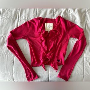 Abercrombie and fitch deep pink crop cardigan XS